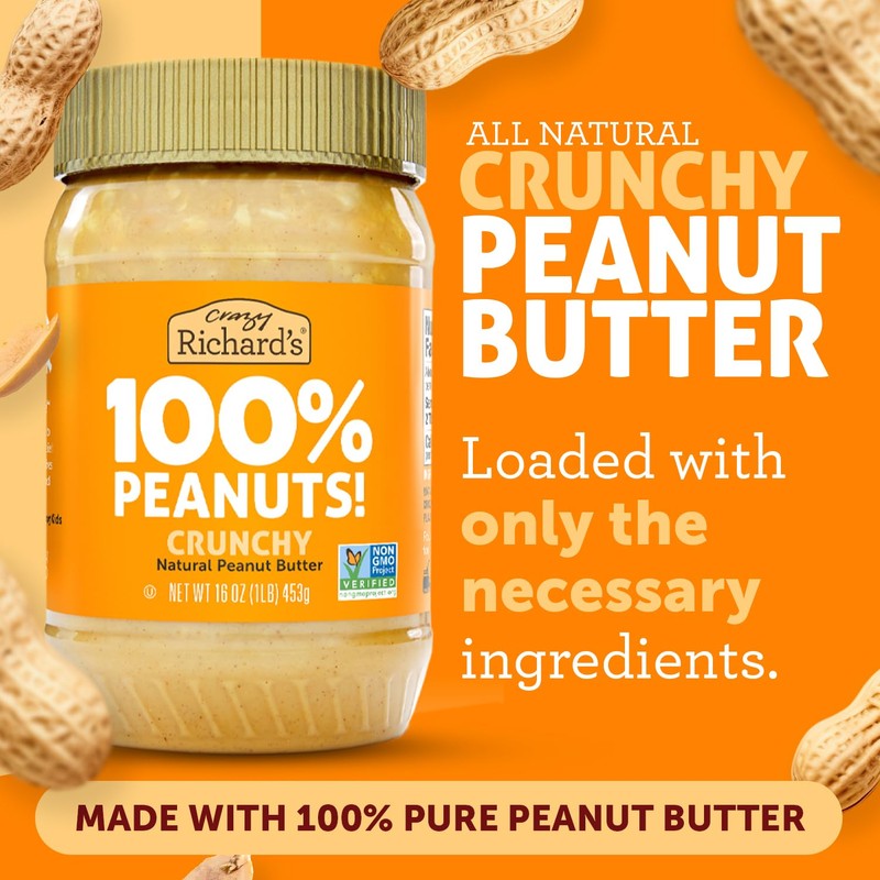 Crazy Richard's 100% All-Natural Crunchy Vegan Peanut Butter with No
