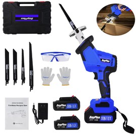 Brushless One-Handed Reciprocating Saw,21V Cordless Saw Ultra-Light Electric Saw Kit with 2×1.5Ah Battery,4 Saw Blades,0-1900 RPM,LED Light,Variable Speed for Wood,Metal,PVC Pipe,Trees Trimming