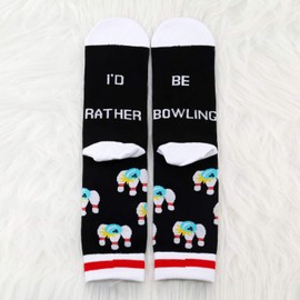 MBMSO 2 Pairs I'd Rather be Bowling Socks Funny Bowling Gifts Bowling Ball Socks Bowling Lover Gifts Bowling Team Gifts (Bowling Socks)