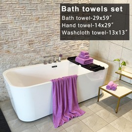 YTYC 29x59 Inch Bath Towels Set of 6 Large, Super Soft Absorbent Lint Free Microfiber Towels for Bathroom 80% Polyester (Lavender,6 Piece)