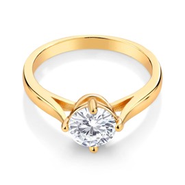 Gem Stone King White Moissanite Wedding Engagement Solitaire Anniversary Promise Ring (0.80 Cttw, Round 6MM, Available In Size 5, 6, 7, 8, 9)