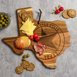 Totally Bamboo Rock & Branch Origins Series Texas State Shaped Cutting Board and Charcuterie Serving Tray, Includes Hang Tie for Wall Display