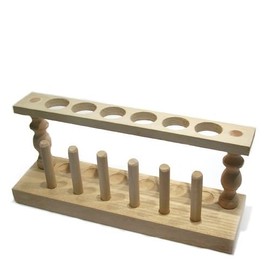 Wood Test Tube Rack, 24mm, 6 Place, with Drying Pins, Karter Scientific 139A2 (Single)