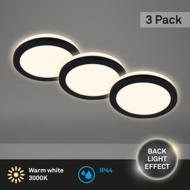 BRILONER - Set of 3 Bathroom Recessed Spotlights LED with Indirect Light, Includes Mounting Frame, Warm White Light Colour, LED Spotlights, Ceiling Spots, Spotlights, Recessed Spots, 84 x 36.5 mm,
