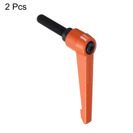 sourcing map M10 x 40mm Handle Adjustable Clamping Lever Thread Push Button Ratchet Male Threaded Stud Knobs Locking Rotating Screw Handles Quick Release Bolt Orange 2pcs