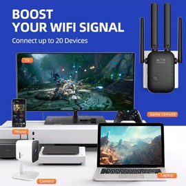 300Mbps WiFi Repeater, AnnuoYi WiFi Repeater Range Booster, AP Router Wireless-N 802.11 2.4G Network with Integrated Antennas LAN, WiFi Signal Booster & Access Point, 360 Degree Full Coverage