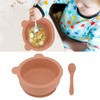 Silicone Baby Bowl Spoon Set with Bottom Suction Cup Ergonomic
