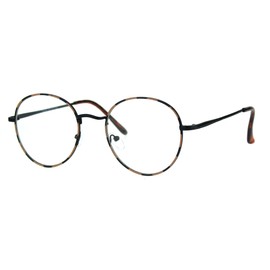 Classic 90s Metal Rim Round Clear Lens Eye Glasses Frame