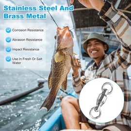 M METERXITY 50-Pack Ball Bearing Fishing Swivels, 0# 0.59In (15mm) Stainless Steel Lure Leader Line Connector for Fishing/Saltwater/Freshwater, High Strength Welded Ring [Silver]