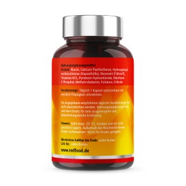 Redfood® Vitamin B Complex High Dose - With 500 µg Vitamin B12 per Daily Dose - 240 Capsules (24 Months)