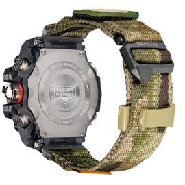 16mm Nylon Watch Band Compatible with Casio G-shock GWG-1000 GWG1000, Rugged Nylon Sports Watch Strap with Military Patches Design, Quick Release Replacement Strap for Outdoor Tactical Use for Men