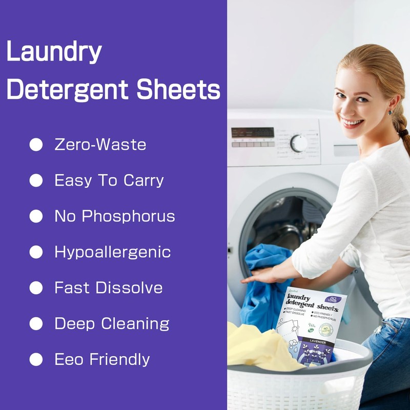 Soulink Laundry Detergent Sheets Up to 80 Loads，Eco Friendly Detergent