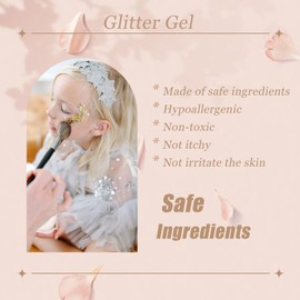 Face Body Glitter, Hair Glitter Sparkles Chunky Face Glitter Gel for Girls Makeup Singer Concerts Mermaid Festival Sequins Face Paint (3pc Gold)