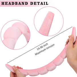 Spa Headband and Wristband Set for Washing Face Non Slip Hair Bands for Women Girls Wrist Sweatband for Makeup Skincare, Yoga, Excercise, Shower, Hair AccessoriesPrevent Liquids Spilling Down Arm (jsrpink+blue)