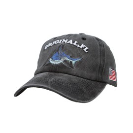 WITHMOONS Shark Embroidery Baseball Cap USA Flag Plain Dad Hat YZ10086 (Black)
