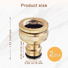 Brass Tap Connectors, 3/4 & 1/2 Inch 2-in-1 Threaded Tap Adapter, Female Outside Faucet Connector for Garden Taps, Kitchen Faucet, Washing Machine Hose