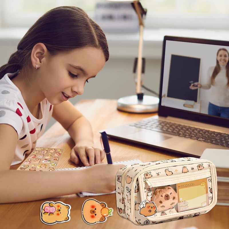 Capybara Pencil Case, Multi-layer Pencil Case with Large Capacity, with