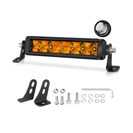 OFFROADTOWN 8 Inch LED Light Bar Amber 60W Silm Light Bar Spot Flood Combo Beam Amber Fog Lights Off Road Driving Lights Single Row LED Bars for ATV UTV Motorcycle Dirt Bike Truck SUV Chevy Boat