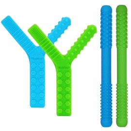 Sensory Chew Toys for Autistic Children 4 Pack, Silicone Teething Straws Toys for Autism, ADHD, SPD, Biting or Special Needs, Sensory Toys for Toddlers 1-3 Oral Motor Tools Relief Stress, Anxiety