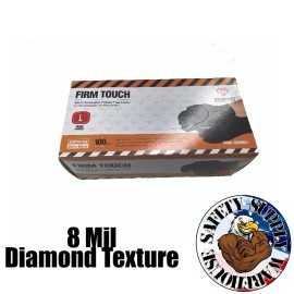 Elite Products Firm Touch Black Nitrile Disposable Gloves 8 Mil Diamond Grip - 1,000 gloves - L