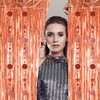 Glitter Rosegold Tinsel Curtain Hanging Decorations Set 3.2x8.3ft, Door Tinsel