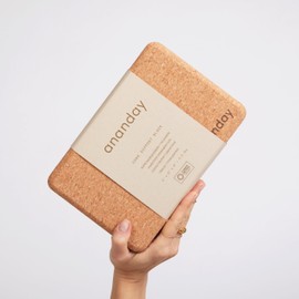 ANANDAY Cork Yoga Block Set (2 Blocks) - Non-Slip, Stable, Eco-Friendly & Supportive for Balance, Alignment, Flexibility & Strength - Non-Slip Surface & Countered Edges for Comfort