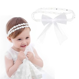 Baby Girls Headbands Elastic Double Lace Flower Headband Soft Bow Headwrap Hair Accessories for Girls