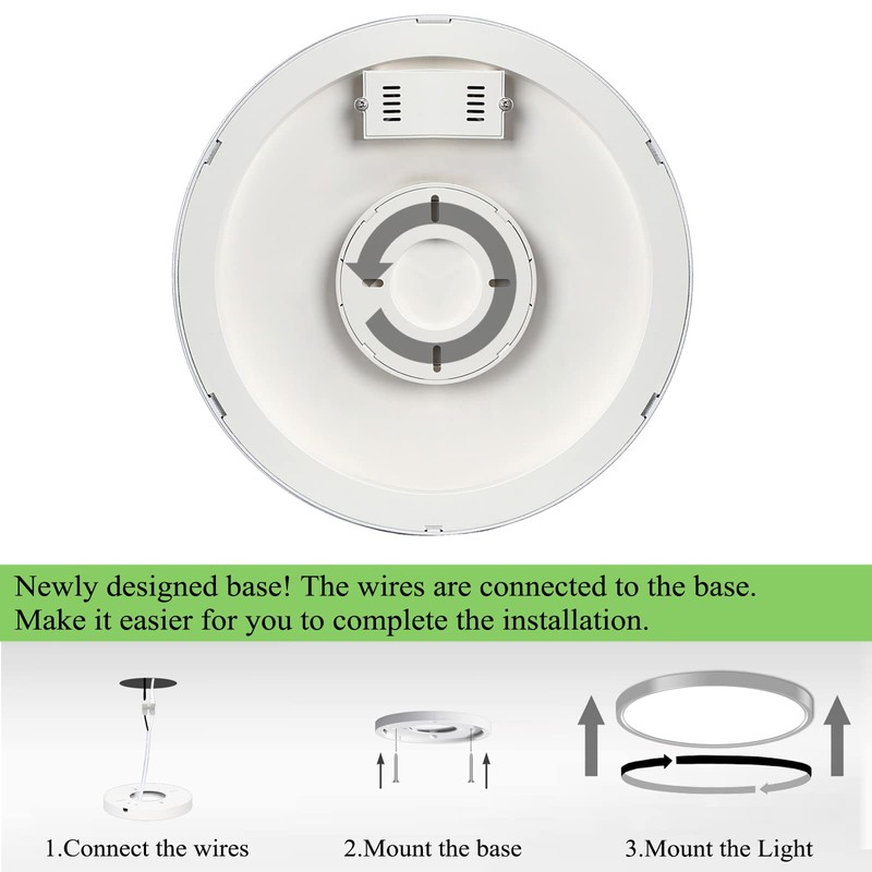 uowlbear Ceiling Light 9 Inches, 3 Color Temperatures Switchable 18W
