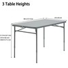 Mczan 4 Foot Fold-in-Half Adjustable Folding Table, Gray