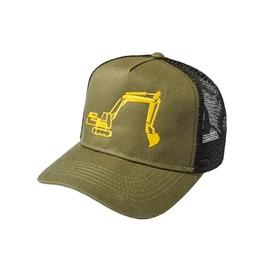 Children's Trucker Cap: Excavator Baseball Cap Boys Hat Work Wear Children, Olive Green-Black