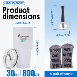 Get Well Soon Gift Set 3 Pcs -30 Oz Hospital Mug, Funny Recovery Cotton Socks, Steel Hand Bell for Surgery, Ideal Gifts for Chemo Patients & Loved Ones