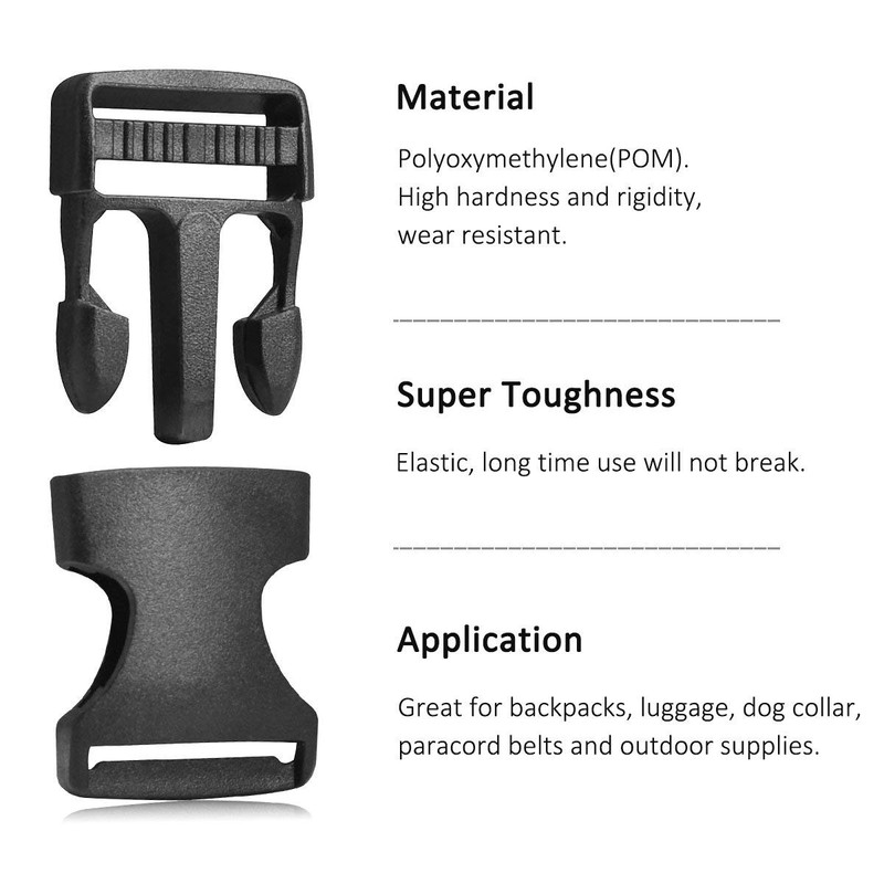 Petutu 20 Pack Plastic Buckles 1 Inch Quick Side Release