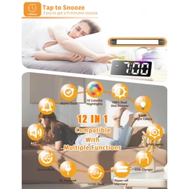 Ohamtes Digital Alarm Clock，Bedside Clocks with RGB Night Light, Large Display, Dual Alarm, Snooze, 100% Adjustable Brightness Dimmer Alarm Clocks, Suitable for Bedside