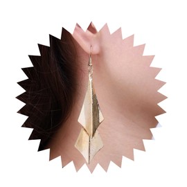 Inilbran Boho Leaf Earrings Vintage Metal Leaf Earrings Gold Double Leaf Drop Earrings Super Light Leaf Metal Earrings Jewellery for Women and Girls, Zinc