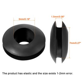 TA-VIGOR 100Pcs Rubber Grommets Cable Wire Protector, 5mm Conductor Wiring Blanking Gasket Ring Grommets, Black Electrical Cable Hole Plugs Wire Gaskets for Protecting Wires, Cables and Plugs