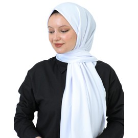 Prien Hijab For Women Muslim Lightweight Scarf Head Scarves For Girls Islamic Long Headscarf Chiffon Shawl Prayer Set Ramadan (White)