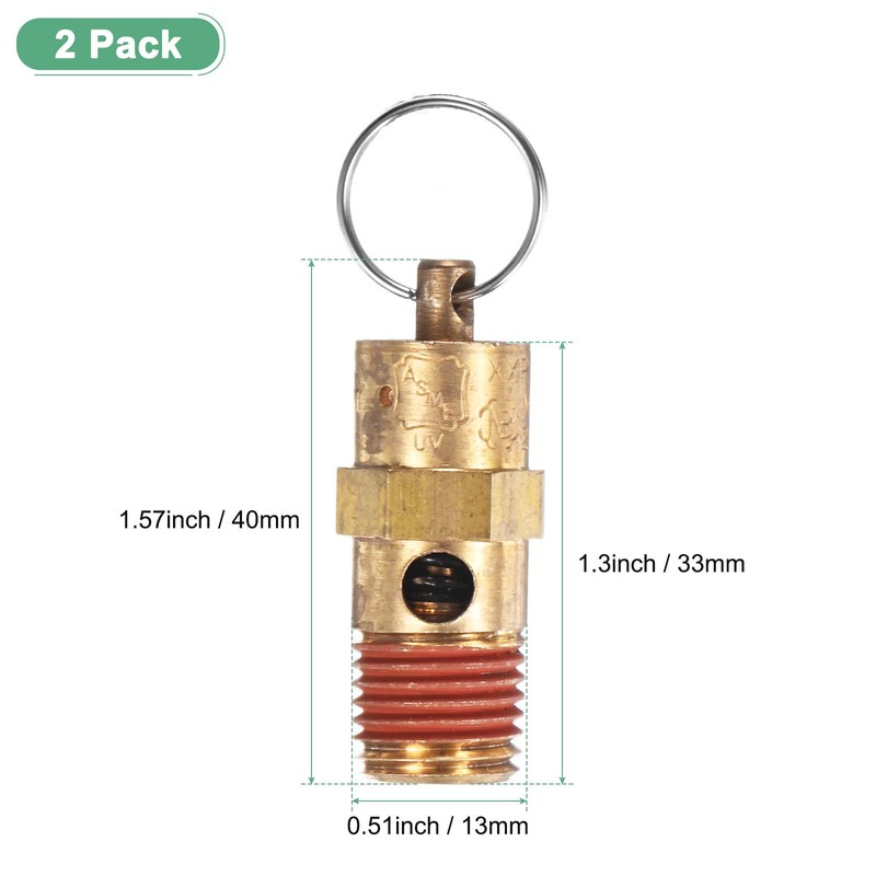 M METERXITY 2-Pack Air Compressor Pressure Release Safety Valve, 1/4"