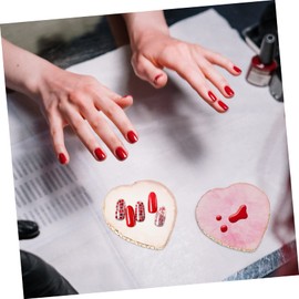 FRCOLOR 2pcs Nail Art Mixing Palette Professional Color Mixing Tray for Manicure and Cosmetics Heart-shaped Pink Transparent Resin Display Board for Nail Art Lovers and Professionals