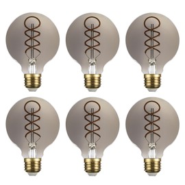 SD LUX G25 Dimmable Vintage Globe Light Bulbs Retro Decorative LED Edison Bulbs 6W 250lm (Equi. 25W), E26 Medium Base, CRI>90 Warm White 2200K (G25-Smoke, 6)