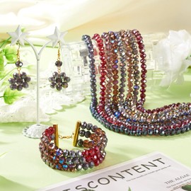 PandaHall 8 Strands Faceted Glass Rondelle Beads 8mm Crystal Glass Loose Round Beads Bulk for Friendship Bracelet Necklace Earring Jewelry Making