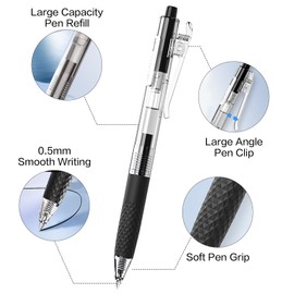 M&G 12 Pcs Gel Pens, 0.5mm Black Ink Gel Pens Fine Point, Retractable Gel Ink Rollerball Pens, Gel Ink Pens for Smooth Writing Office School Women Men (10 Black+2 Red)