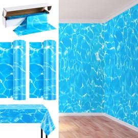 2 Rolls 1200 Inch x 54 Inch Under The Ocean Tablecloth Ocean Themed Backdrop Ocean Classroom Decor Mermaid Tablecloth Plastic Bulletin Board for Beach Pool Birthday Party Decoration