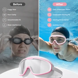 Anti-Fog Swim Goggles and Cap Set for Adults – Wide-View Waterproof Fit for Pool & Open Water