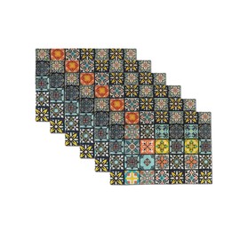 Mandala Bohemian Placemats Set of 6 Two-Sided Washable Table Placemat Boho Mat Fabric Cloth Vintage Flower for Farmhouse Kitchen Outdoor Dining Decor 12x18 Inch (Bohemian A)
