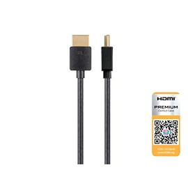 Mono High Speed HDMI Cable - 2 Feet - Black| Certified Premium, 4K 60Hz, HDR, 18Gbps, 36AWG, YUV, 4:4:4 - Ultra Slim Series