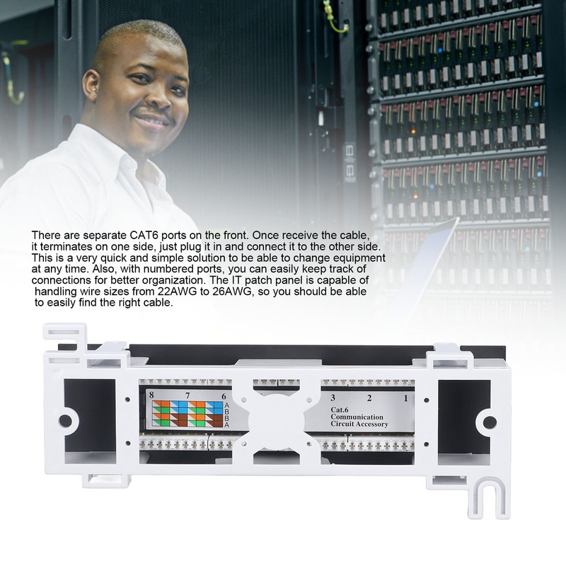 Patch Panel 8 Ports CAT6 Network Cable Rackmount 568A/B RJ45
