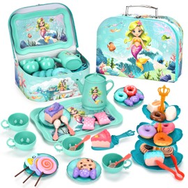 MOONKATE Kids Tea Set, Pretend Party Play Toys for Boys Girls Toddlers (Mermaid)