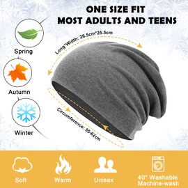 flintronic Winter Beanie Hat, Slouch Knitted Hat for Men and Women, Thermal Headwear Hat with Soft Liner, Elastic Skull Cap for Home, School and Office and Outdoor Activities - Dark Grey