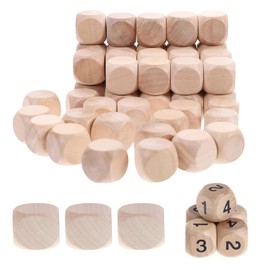 Blank Dice, Pack of 40 Wooden Dice, DIY Wooden Dice, Blank 20 mm, Dice Game Dice, Blank Dice for Wooden Blocks for Crafts, Board, Cards, Games Props