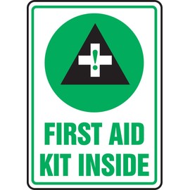 Accuform "First Aid Kit Inside" Safety Sign, Dura-Fiberglass, 14 x 10 Inches (MFSD538XF)